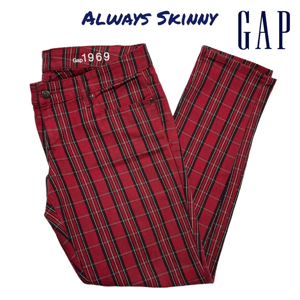 GAP (EUC) Always Skinny Jeans in Red Plaid Size 12